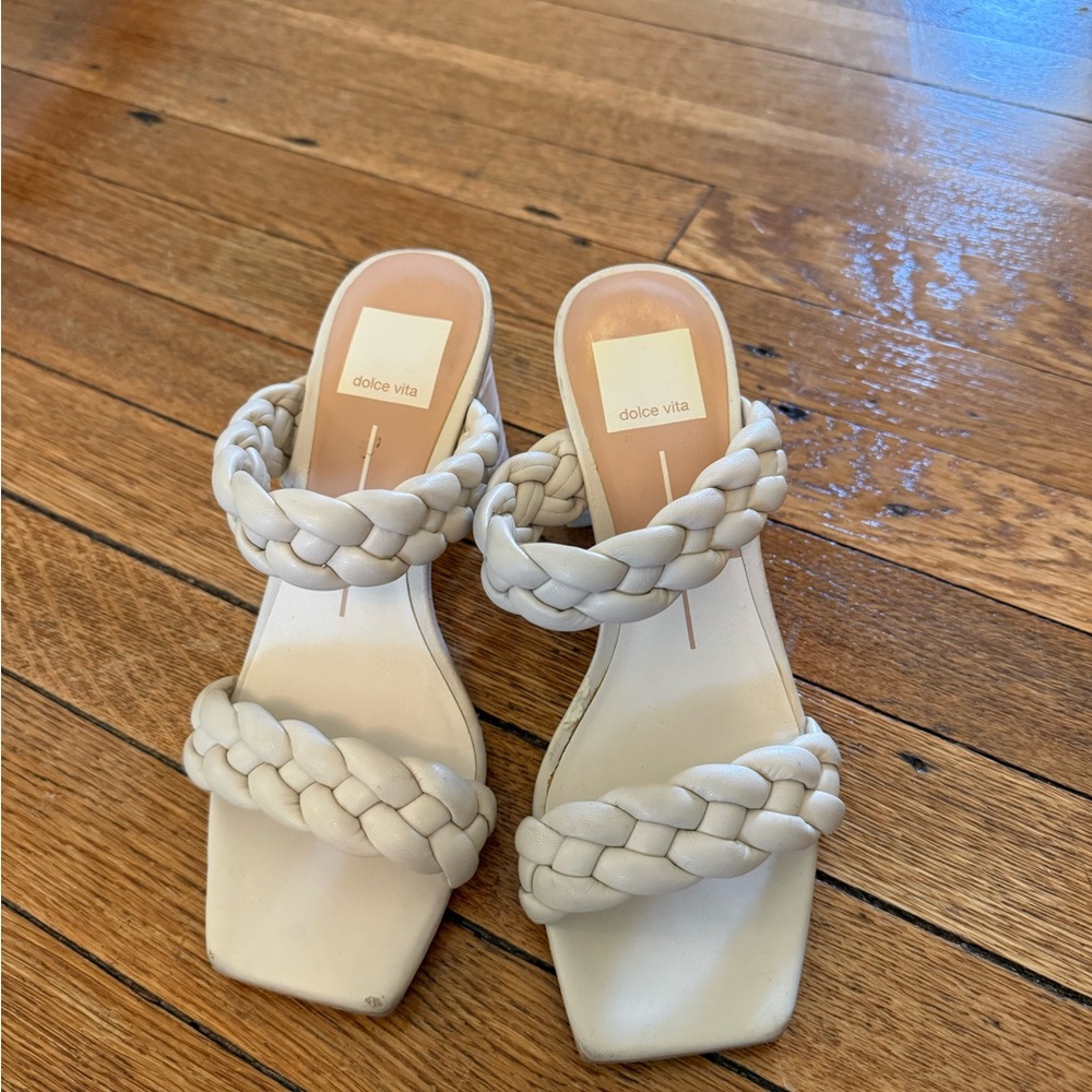 Dolce Vita Cream Braided Double-Strap Slide Mules